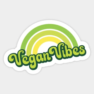 Vegan Vibes Retro Rainbow Green Sticker